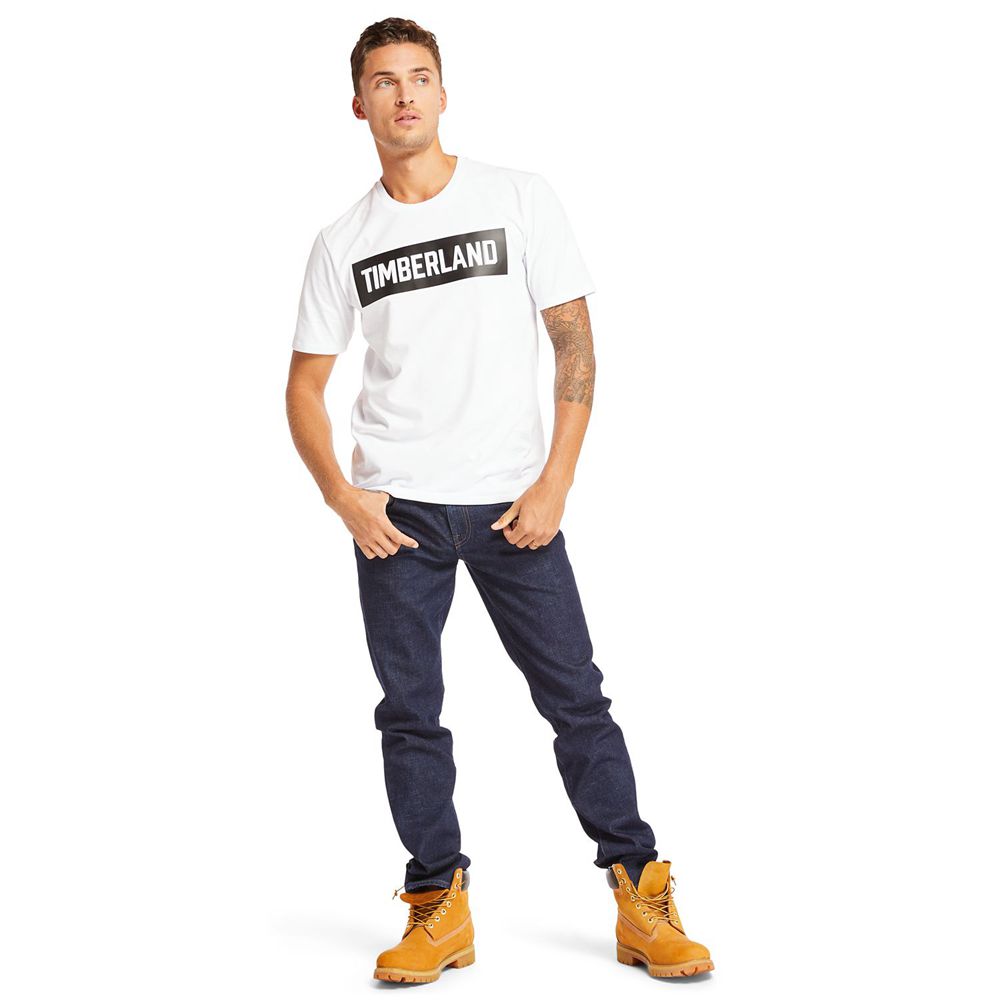 Camisetas Timberland Hombre Mink Brook 3D Embossed Blancas - Chile VLW-478309
